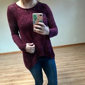 Grace and Lace maroon sweater w/ tie back detail.